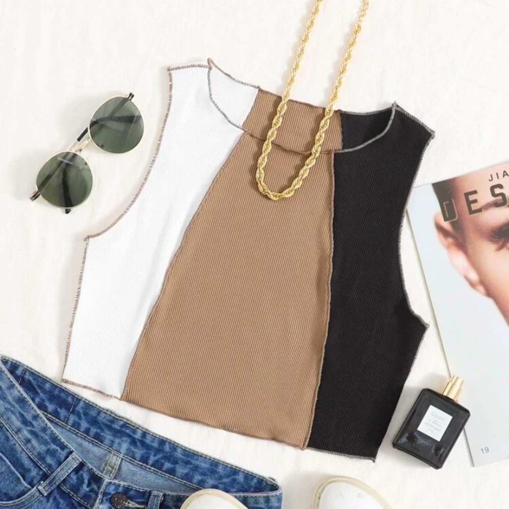 Shein rib-knit colorblock tank